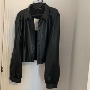 Zara leather blouse shirt